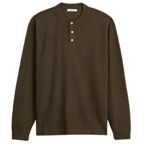 Textured Long-Sleeve Henley Tee