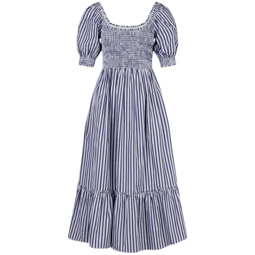 Hill House The Louisa Nap Dress Blue Stripe Midi