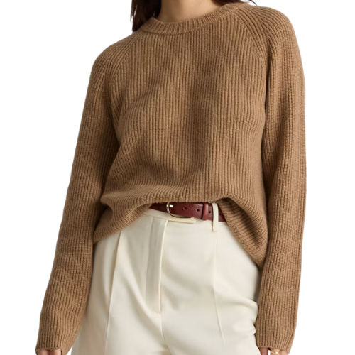 Quince Mongolian Cashmere Fisherman Crewneck Sweater