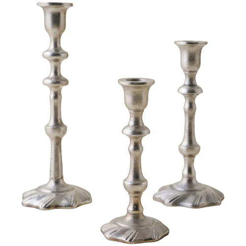 Magnolia Elise Antique Inspired Taper Holder silver candlestick