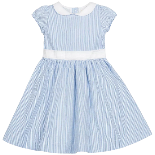 Target Hope & Henry Girls' Short Sleeve Seersucker Dress with Peter Pan collar blue