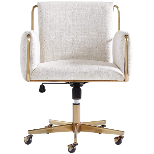 Crate & Barrel Caterina Natural Upholstered Office Chair with Brass Base