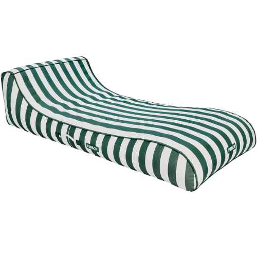 FUNBOY Fabric Sunbed Lounger Green Cabana Stripe, 62" Long