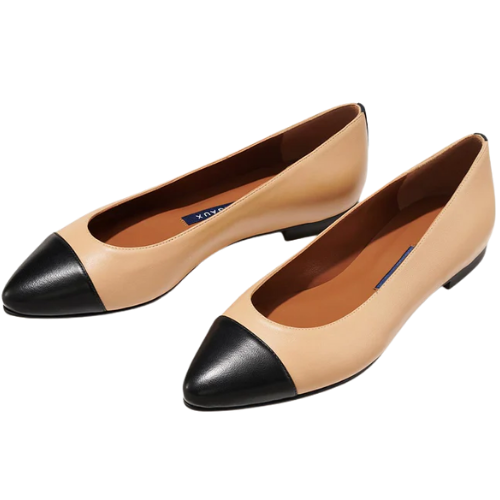 Margaux The Pointe - Dune and Black Nappa ballet flat