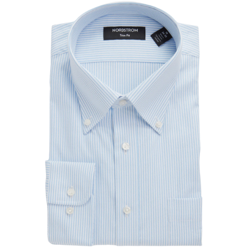 Nordstrom Trim Fit Royal Oxford Stripe Dress Shirt