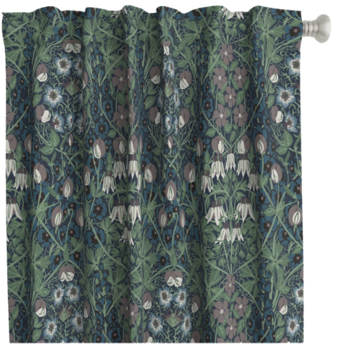 Spoonflower William Morris Hollyhock and Sweet Pea (Blue tones) Curtain Panel