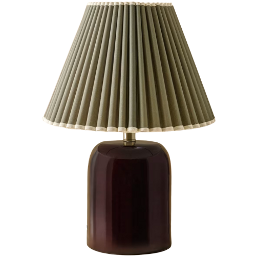 Magnolia Farrah Table Lamp - Deep Burgundy olive pleated shade
