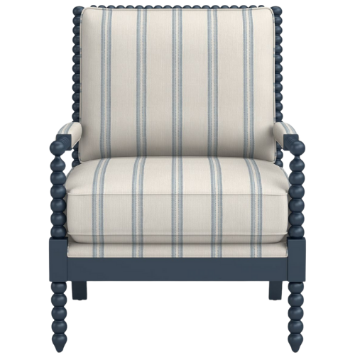 Williams-Sonoma Spindle Chair blue striped upholstered