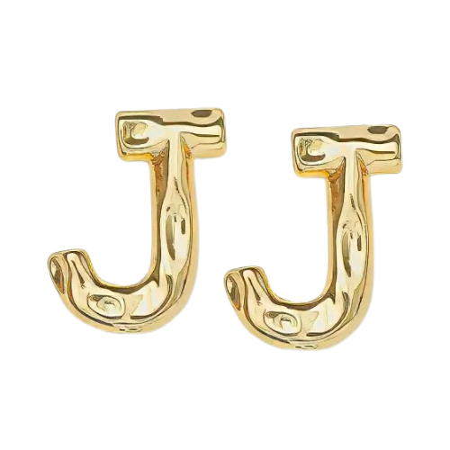 Letter Charm Stud Earrings