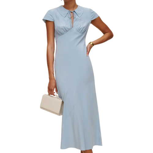 Reformation (Global) Lydia Silk Dress blue midi