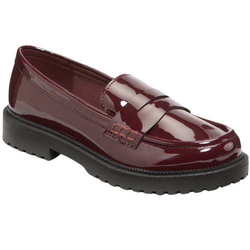 Shiny Faux-Leather Chunky Heel Loafers for Toddler Girls