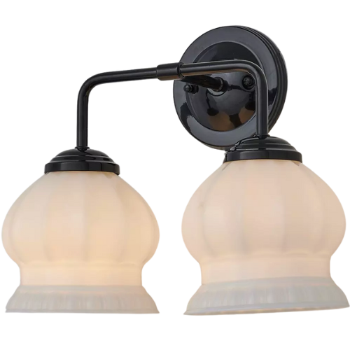 Chris Loves Julia Marlo Vanity Light - 2 Light - Milk Glass Shades of Light