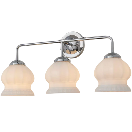 Chris Loves Julia Marlo Vanity Light - 3 Light - Milk Glass Shades of Light