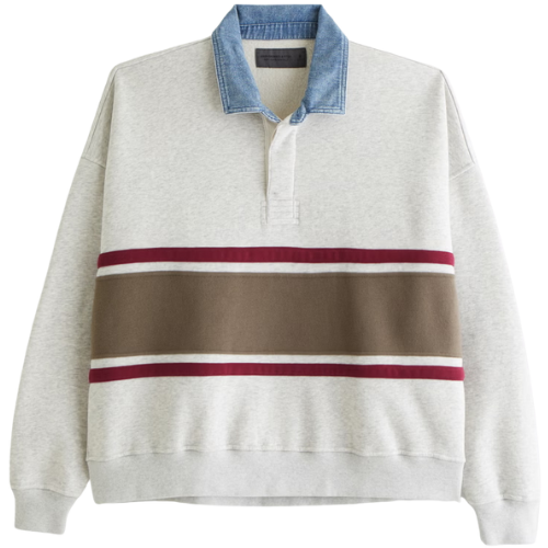 Abercrombie & Fitch (US) Men's Cropped Essential Rugby Polo Sweatshirt