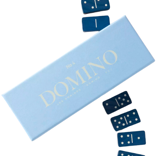 Anthropologie Printworks Classic Dominoes Game Blue
