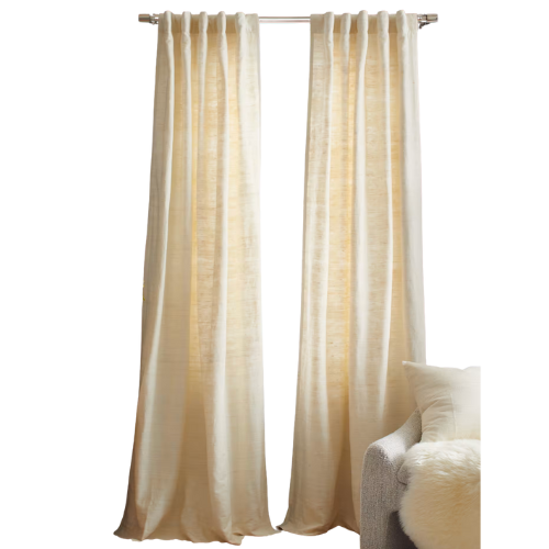 Quince Raw Silk Curtain cream beige