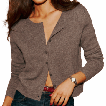 Reformation Brown Marled Clara Cashmere Crew Cardigan