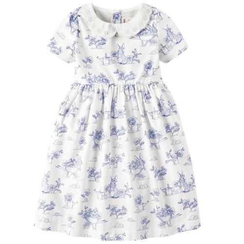 Gymboree Girls' and Toddler Short Sleeve Dressy Special Occasion Dresses blue toile easter bunny