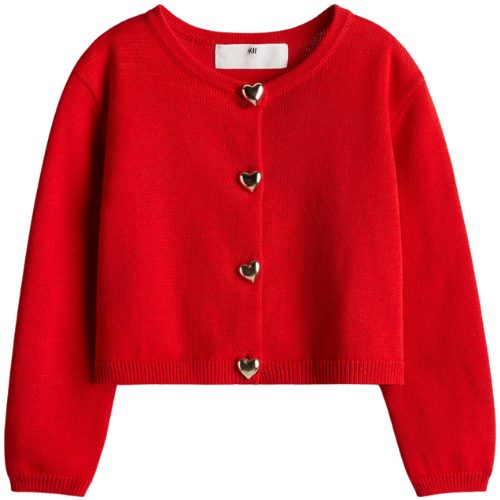 H&M Heart Cardigans Red Gold Buttons