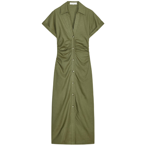 Zara US LINEN BLEND MIDI DRESS green shirt