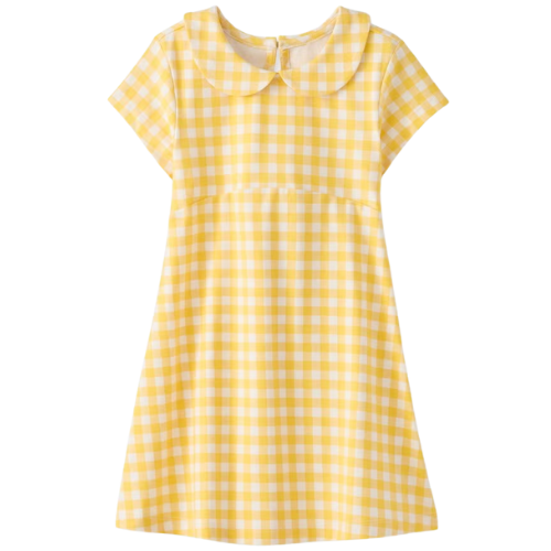Hanna Andersson Gingham Collared Dress with Pockets yellow