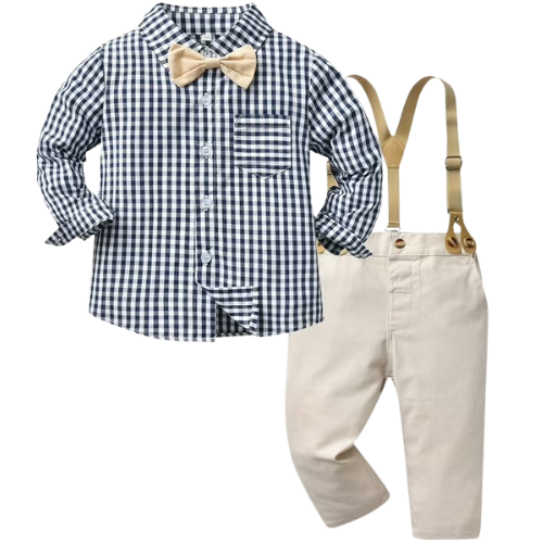 Walmart (US) Boys Easter Outfit Toddler Baby gingham bowtie suspenders