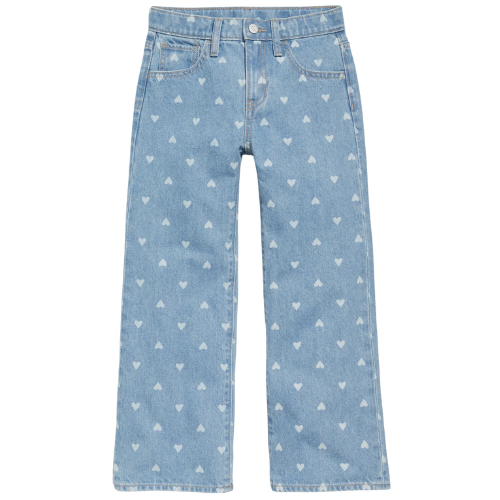 Old Navy (US) Printed High-Waisted Baggy Wide-Leg Jeans for Girls denim hearts