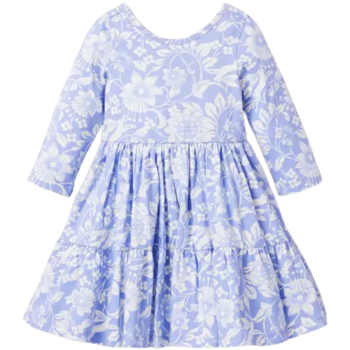 Janie and Jack The Everyday 3/4 Sleeve Dress blue floral
