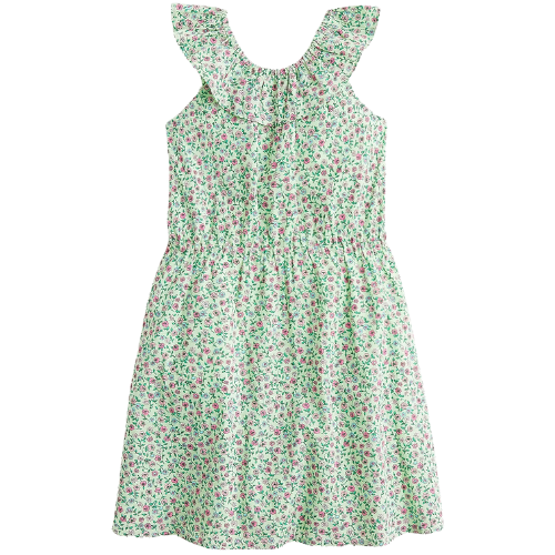 J.Crew Factory Girls' floral ruffleneck dress green
