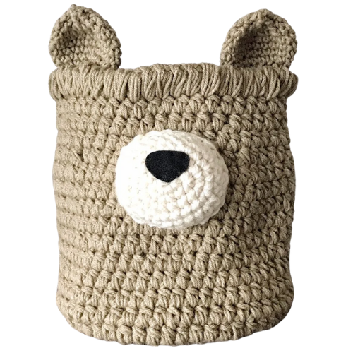 Tan Crochet Bear Basket, Woodland Nursery Decor - Etsy