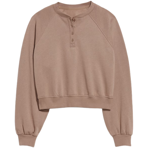 SoComfy Oversized Button-Front Sweatshirt brown old navy