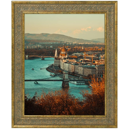 Distressed vintage gold brass photo frame wall