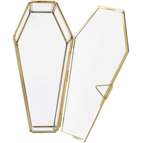Walmart (US) Glass & Steel Coffin Tabletop Decor, Clear & Gold