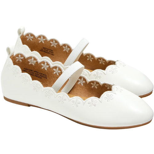 J.Crew Factory Girls' scalloped-edge elastic Mary Janes