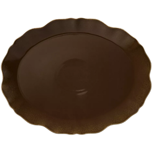 Target Ceramic Wavy Edge Serving Platter Brown - Hearth & Hand