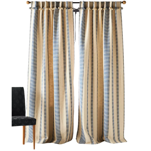 Pieced Stripe Cotton Blend Woven Curtain