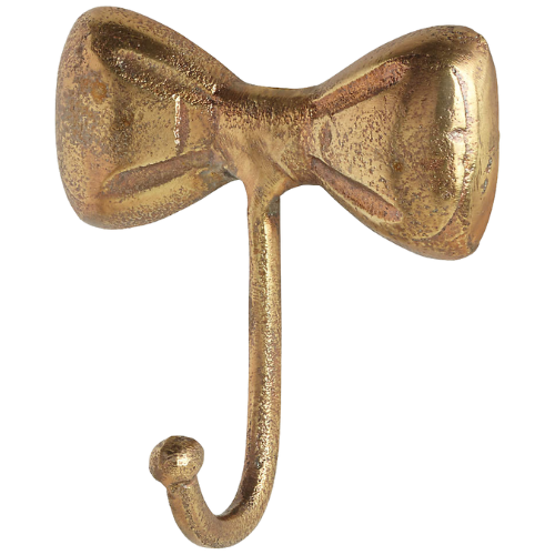 Crate & Barrel Little Bow Gold Metal Wall Hook, brass