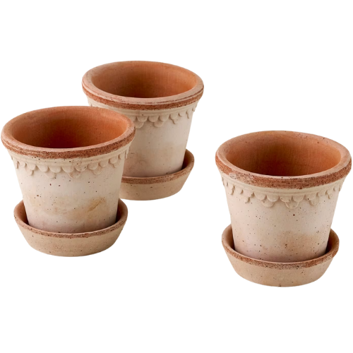 Magnolia Scallop Small Pot Set of Three Terracotta