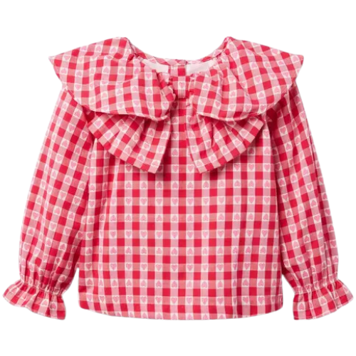Janie and Jack Heart Gingham Top red girls
