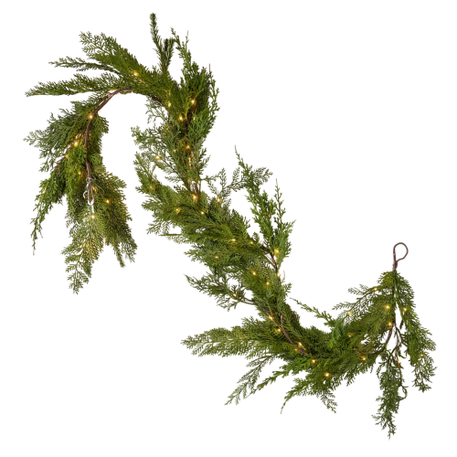 Real Touch Cedar Mix Pre-Lit Garland