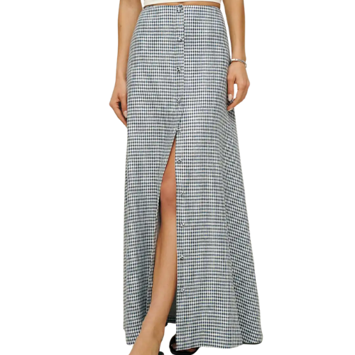 Reformation (Global) Andi Linen Maxi Skirt gingham