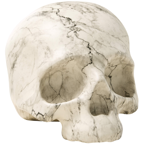 CB2 White Marbled Cement Indoor/Outdoor Decorative Skull