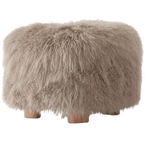Bozzi Taupe Mongolian Sheepskin Ottoman + Reviews