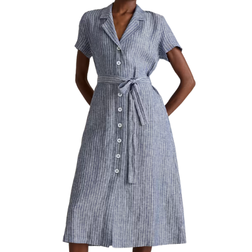 Quince 100% European Linen Button Front Dress