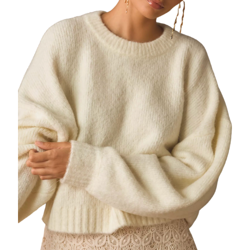 Anthropologie White Pilcro Wide-Sleeve Sweater
