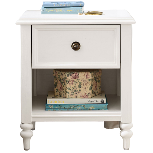 Pottery Barn Teen Chris Loves Julia Turned Wood Nightstand white