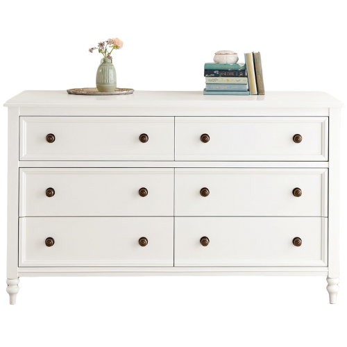 Pottery Barn Teen Chris Loves Julia Turned Wood 6-Drawer Dresser white