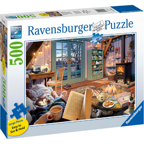 Amazon Ravensburger Cozy Retreat 500 Piece Jigsaw Puzzle - Premium Winter Puzzle for Adults