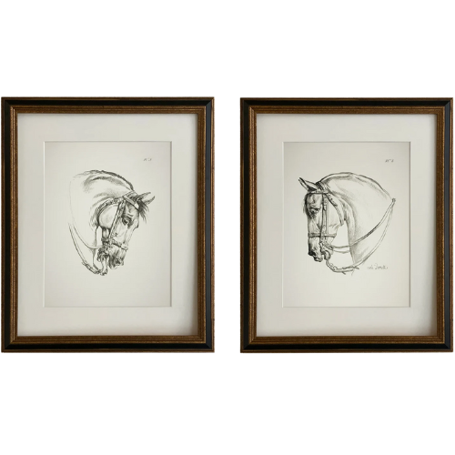 Etsy (US) Vintage Prints Wall Art Set Equestrian Drawings Horse sketch