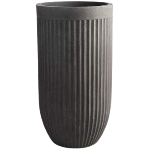 At Home Japi Dark Grey Tall Fluted Outdoor Planter